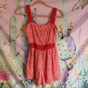 Hollister floral print romper w/ crochet straps